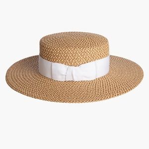 Eric Javitz gondolier boater hat - Squishee - peanut/white
